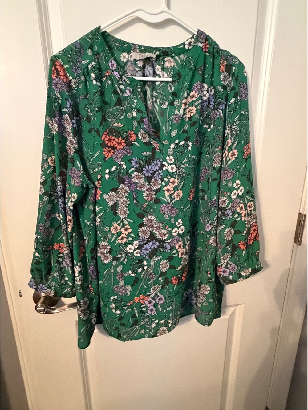 Dalia Green Floral Long Sleeve Blouse